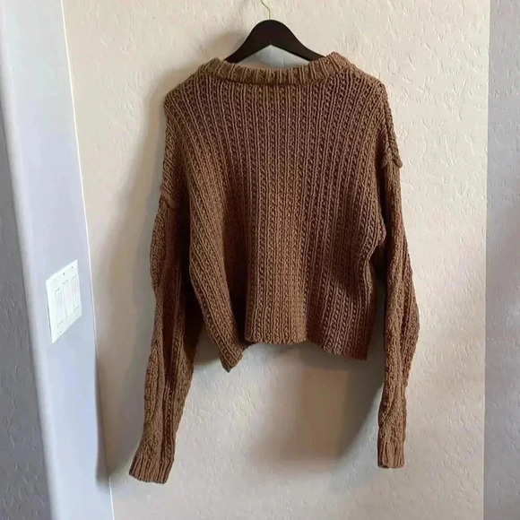Free People Cutting Edge Cable Pullover | CAMEL - Picture 7 of 9
